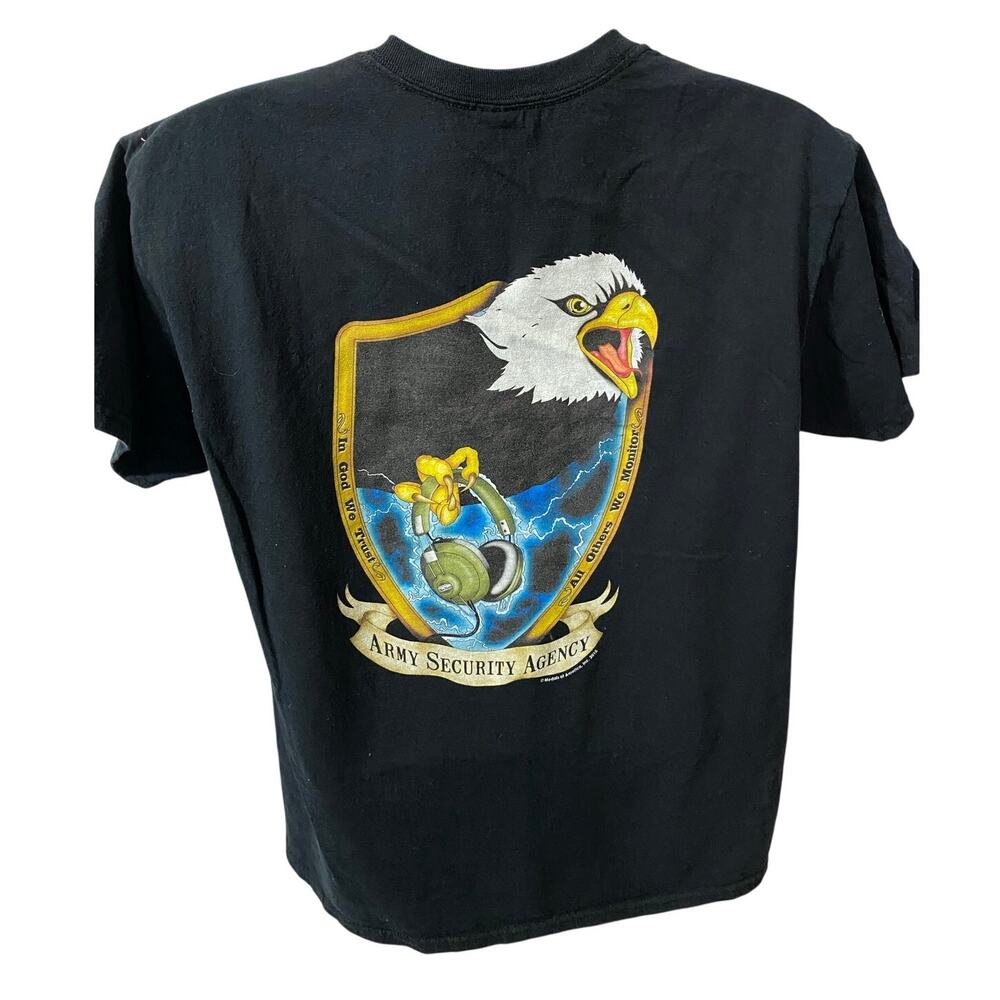 Army Security Agency Black Shirt Mens Size Large Dated 2010
